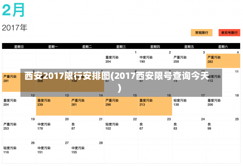 西安2017限行安排图(2017西安限号查询今天)