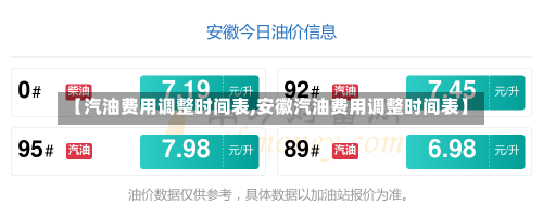 【汽油费用调整时间表,安徽汽油费用调整时间表】
